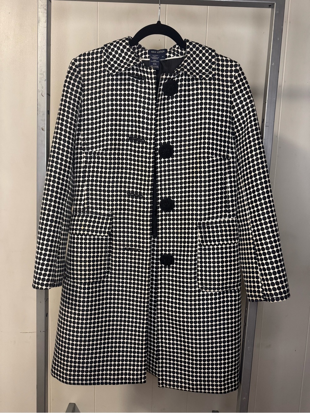 Max Edition Black & White Polka Dot Button-Front Coat